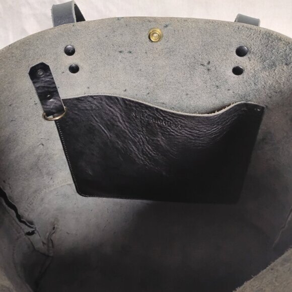 ❤️NELL HARPER England Black Leather Shopper Errand Bag Purse - Picture 6 of 9